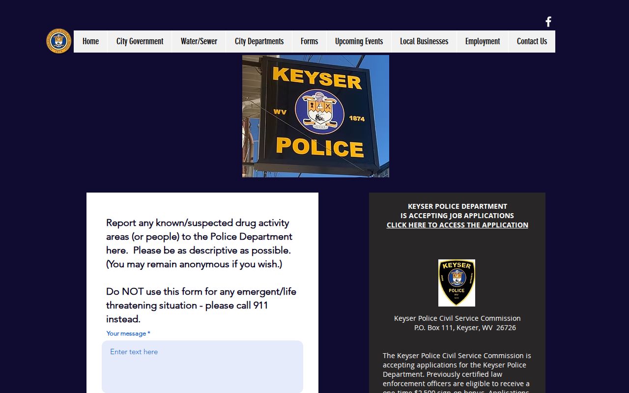 Keyser Police Department source for Keyser criminal records