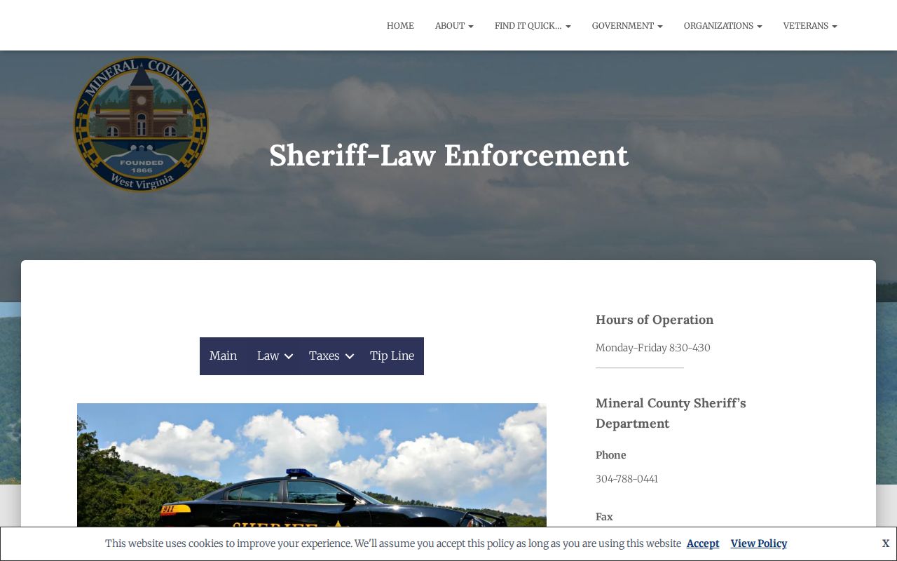 Mineral County Sheriff official arrest report and law enforcement contact page