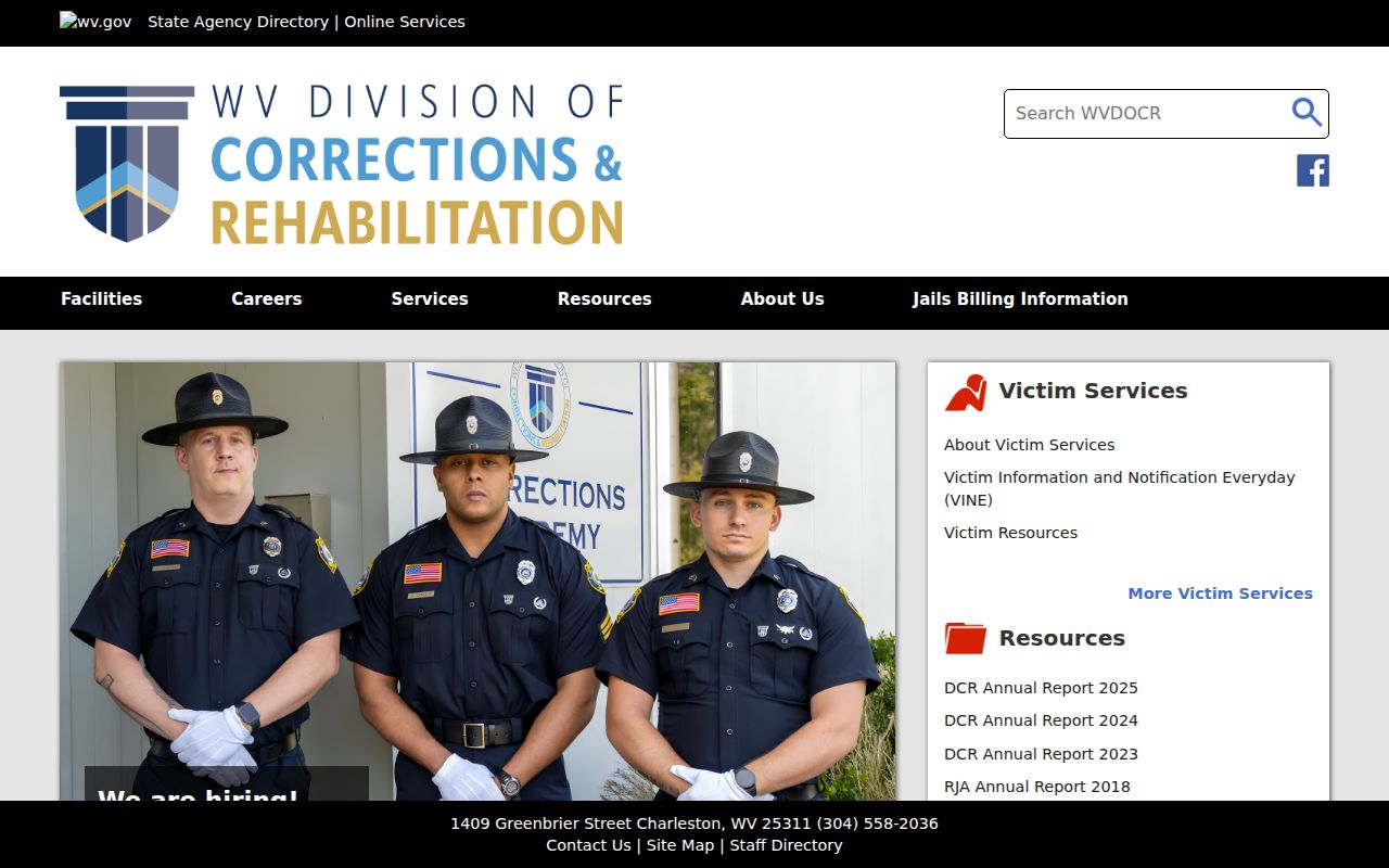 WVDCR official custody source for Mineral County arrest lookup records
