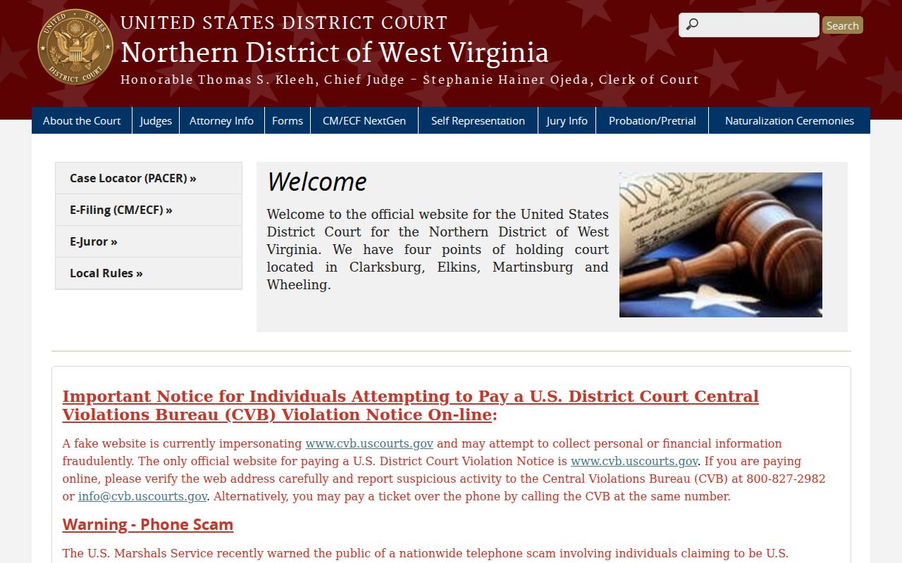 Northern District of West Virginia source for federal criminal court cases involving Mineral County