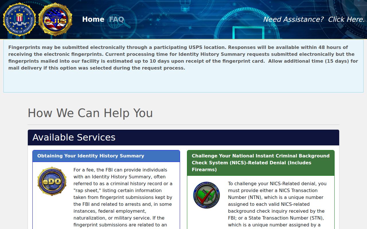 Mineral County criminal record FBI identity history portal